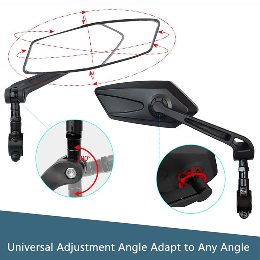 2-Pack HD Bike Mirrors, 360° Rotation